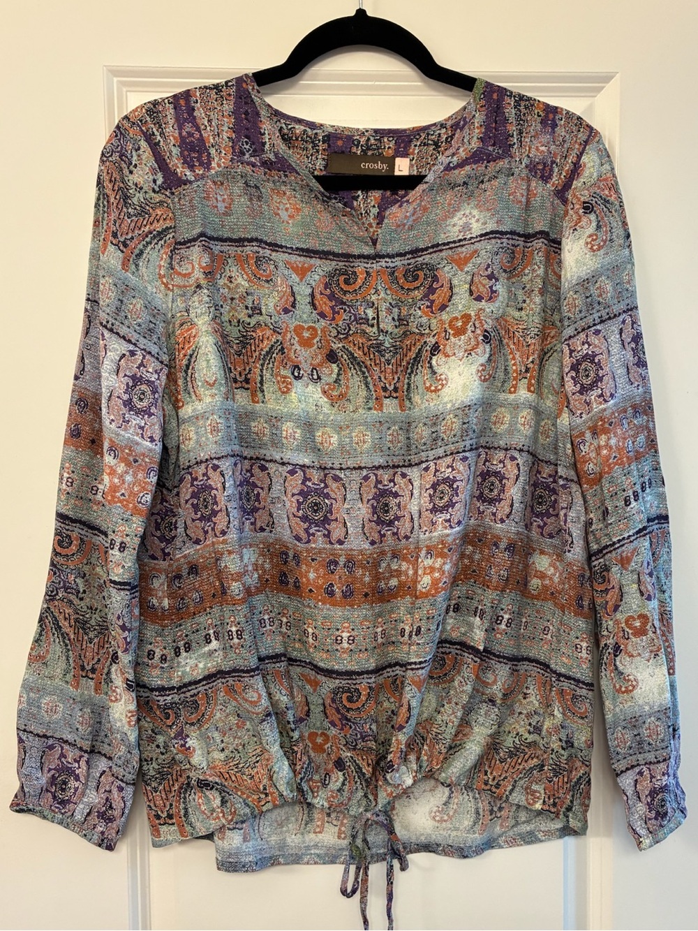 CROSBY. Regal Print Peasant Blouse Women’s Size Large